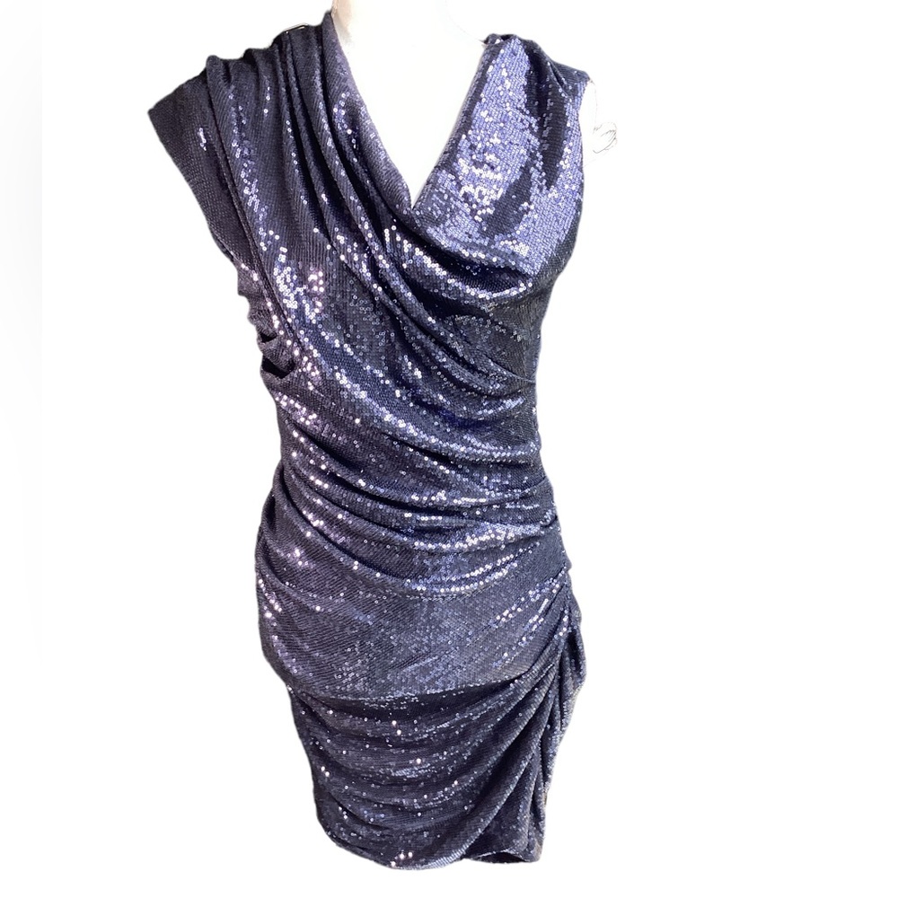 NWOT Alexander Wang Blue Sequin Cowl Neck Dress. (MC)